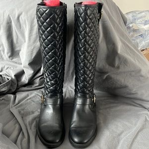 Black quilted tall boots
